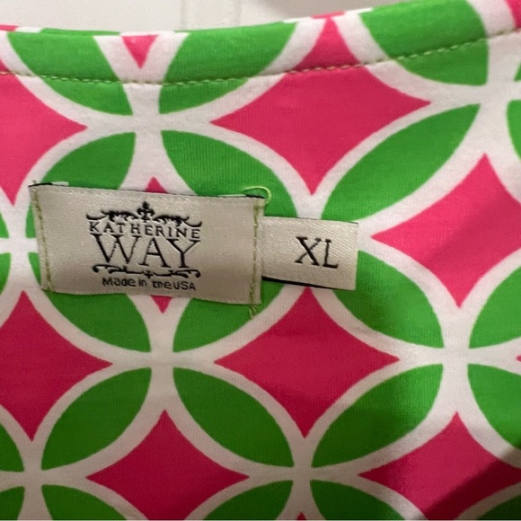 Katherine Way Vibrant Green and Pink Midi Dress - Picture 3 of 4